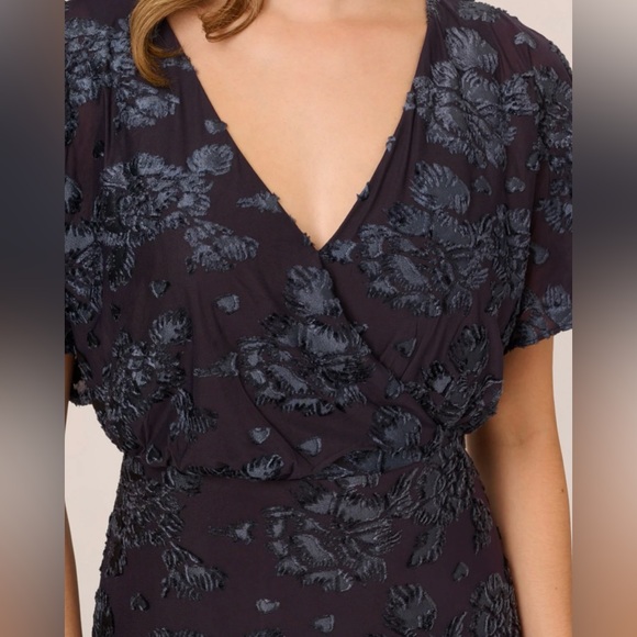 Adrianna Papell Dark Blue Floral Gown - Picture 2 of 12